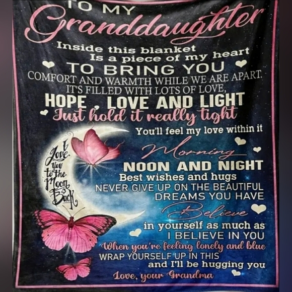 1748- Blanket To My Granddaughter Motivational Words NWT - Picture 1 of 6